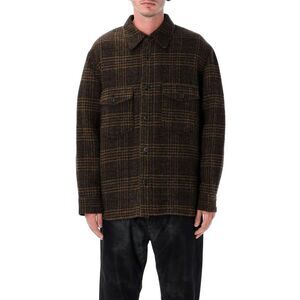 ISABEL MARANT Men's Plaid Button-Front Overshirt Jacket Men KHAKI CHECK